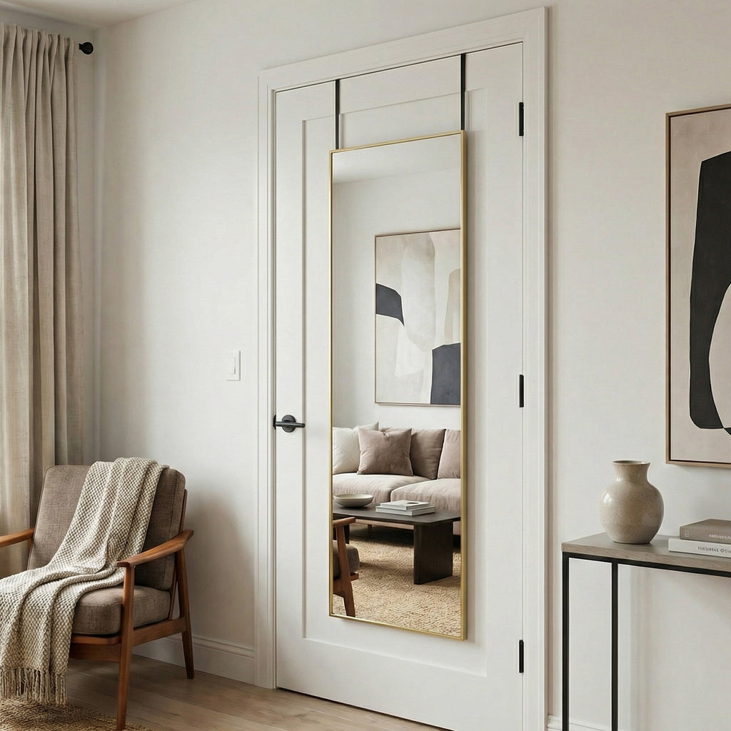 JIOABL 47" x 14"  Full Length Wall Mounted Mirror, Aluminum Alloy Frame, HD Glass, for Bedroom, Living Room & Entryway