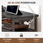 JIOABL TV Stand with  Fabric Drawers & Power Outlet, LED TV Console with USB & Type-C, Storage Dresser for Living Room