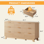 JIOABL Wood Dresser with Fluted Panel Design, Modern Storage Cabinet for Bedroom, Living Room, Hallway, Natural Oak