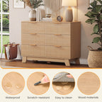 JIOABL Wood Dresser with Fluted Panel Design, Modern Storage Cabinet for Bedroom, Living Room, Hallway, Natural Oak