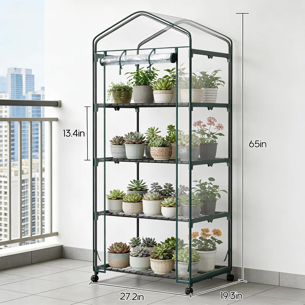 JIOABL Greenhouse with PE Cover, Portable Plant Grow House with Zipper Door & Steel Frame for Indoor Outdoor Garden