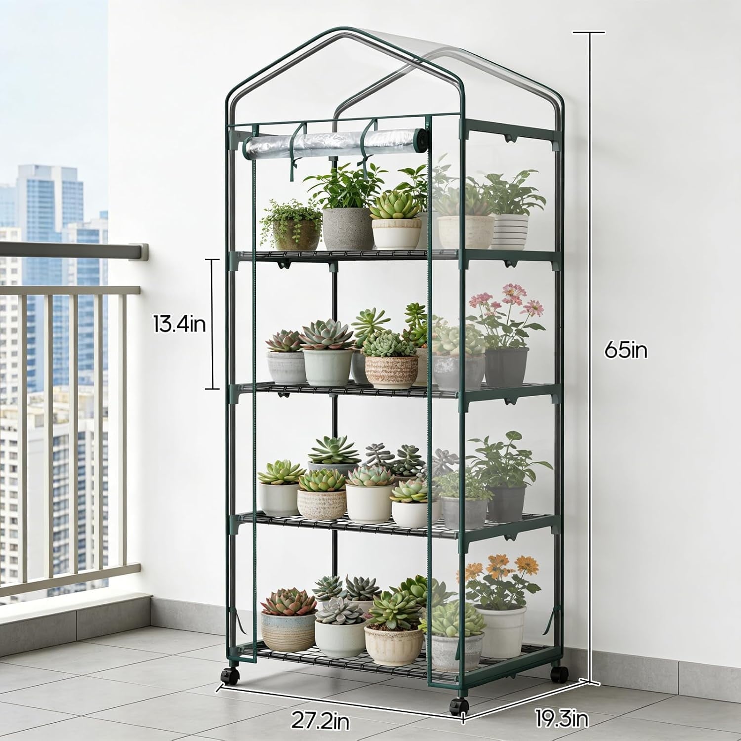 JIOABL Greenhouse with PE Cover, Portable Plant Grow House with Zipper Door & Steel Frame for Indoor Outdoor Garden
