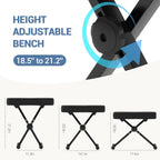 JIOABL Adjustable Piano Bench, X-Frame Music Stool with Padded Seat, Steel Frame, Cushion for Piano Keyboard Stand