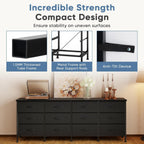 JIOABL TV Stand with 12 Fabric Drawers, Metal Frame Storage Stand with Adjustable feet and Anti-Tip