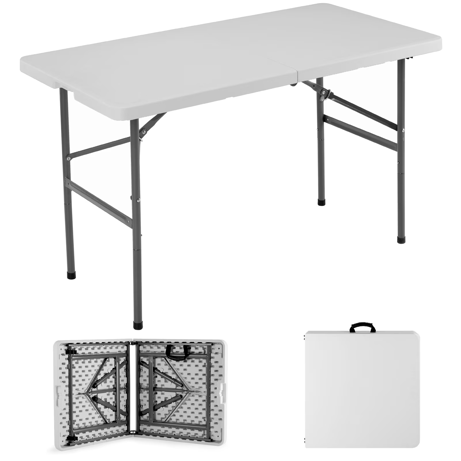 JIOABL 4FT Folding Table with Carrying Handles, Outdoor Indoor Heavy Duty Portable, 300 Lbs Load Capactiy, 23.62"W x 48.03"D x 29.13"H
