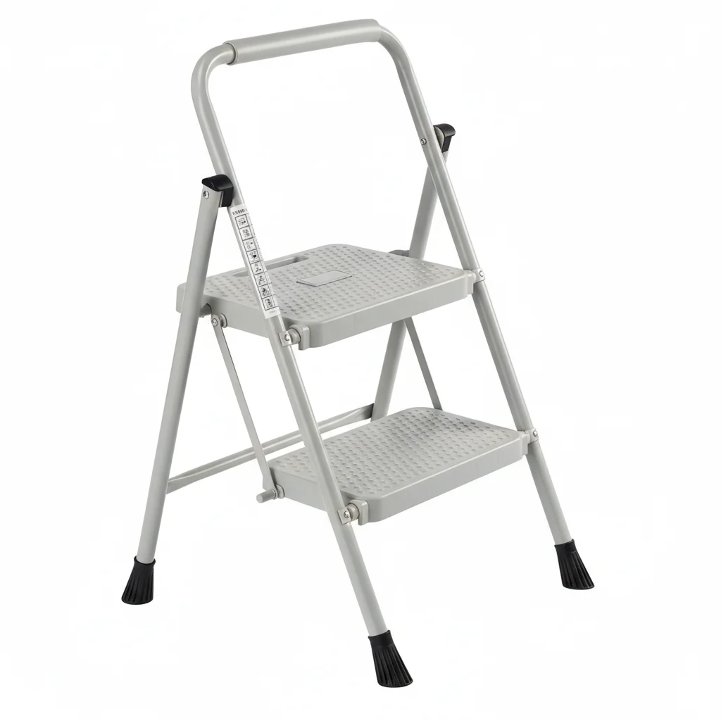 JIOABL 3 step ladder, 36-Inch Iron Step Stool with Non-Slip Pedals and Handrails - Portable Heavy Duty Steel Ladder for Kitchen, Garage, and Outdoor Use - Black