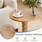 JIOABL Round Side Table, Small End Table with Waterproof MDF & Solid Wood Leg, Compact Space-Saving Accent Table for Living Room, Bedroom or Corners