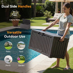 JIOABL 60-Gallon Waterproof Deck Box, UV-Resistant Resin, Lockable with Handles, Ideal for Patio Cushions, Garden Tools & Pool Accessories