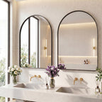 JIOABL Arched-Top Rectangular Wall-Mounted Mirror – Aluminum Frame, HD Tempered Glass, Perfect for Bathroom, Bedroom & Living Room