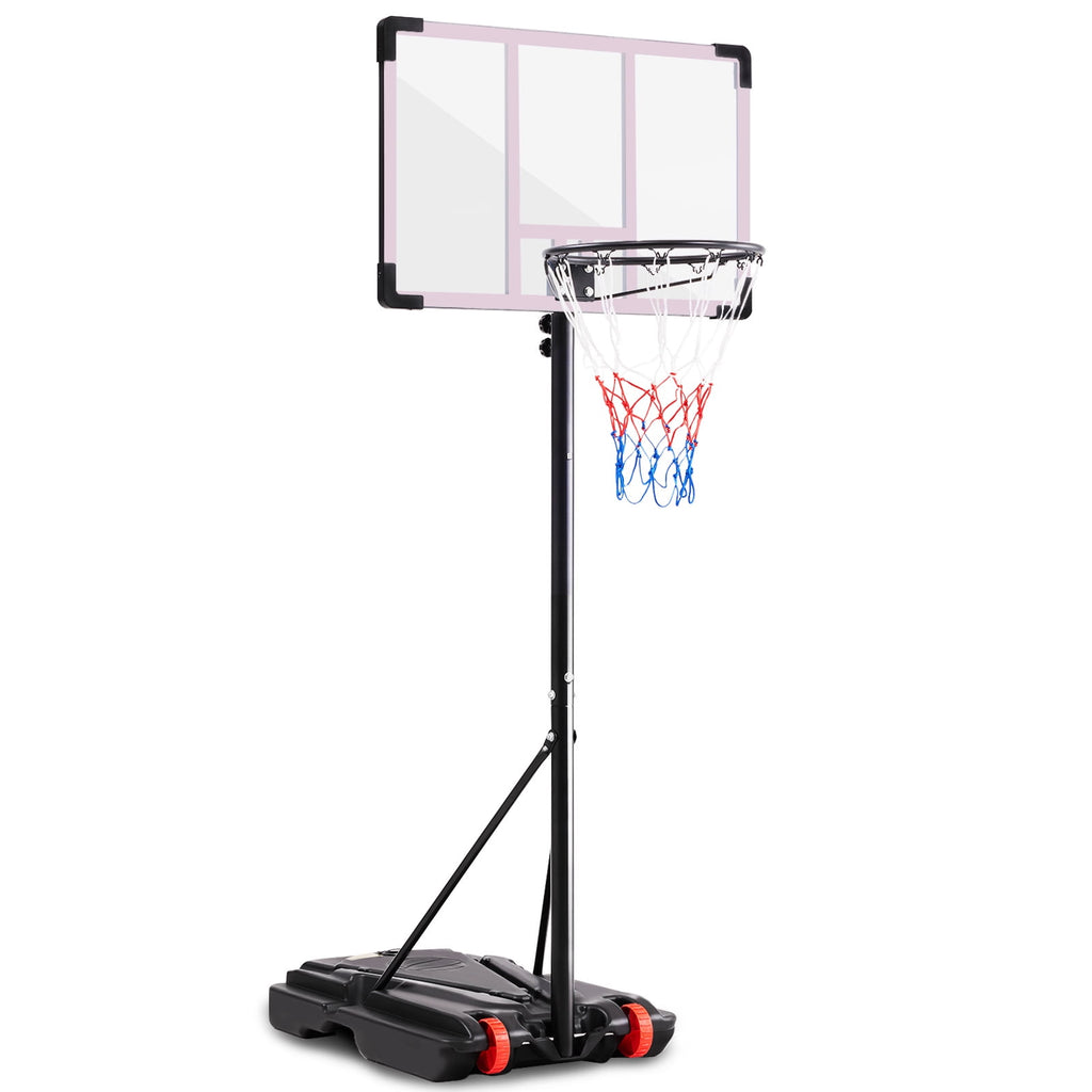 JIOABL Kids Basketball Hoop, Adjustable 5.1-8.5ft Portable Goal for Indoors/Outdoors with Enlarged Base, PC Backboard