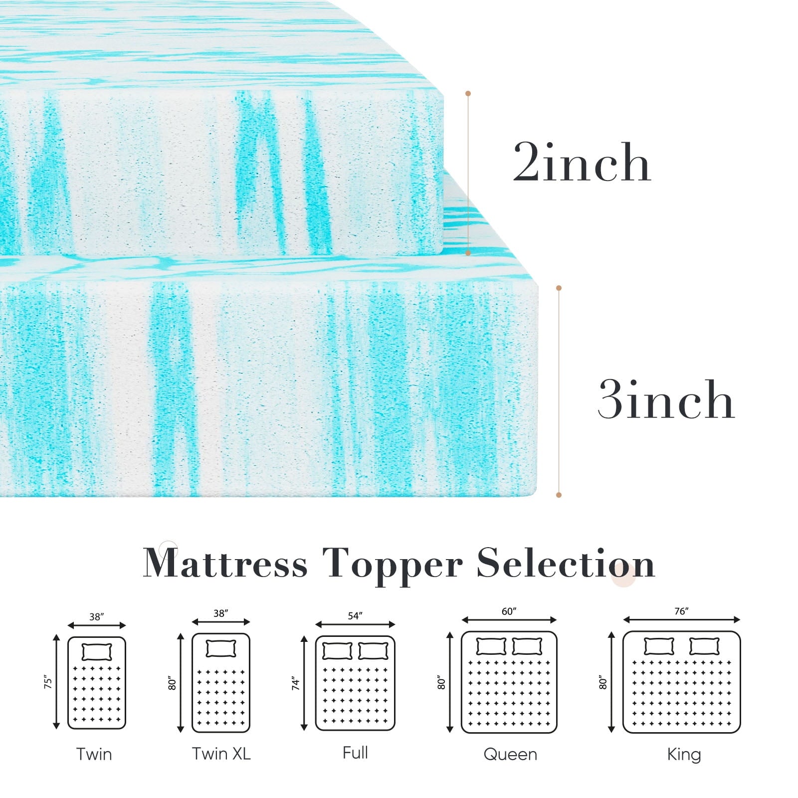 JIOABL  Memory Foam Mattress Topper with Cooling Gel, CertiPUR-US Certified, Pressure Relief & Breathable Comfort Bed Topper, Queen Size, 0 of 8     JIOABL JIOABL 4-Inch Memory Foam Mattress Topper with Cooling Gel, CertiPUR-US Certified, Pressure Relief