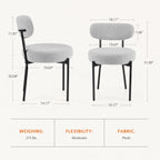 JIOABL Dining Chairs, Boucle Upholstered Kitchen Chairs with Curved Backrest & Metal Legs, Mid Century Modern Round Dining Room Chairs for Vanity, Living Room