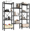 JIOABL 4-Tier Bookshelf, Freestanding Bookcase with Metal Frame, Modern Open Shelf Storage Organizer for Living Room, Bedroom, Office, Rust
