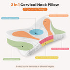 JIOABL Ergonomic Contour Memory Foam Pillows, Cervical Neck Pillow with Cooling Case for Neck Pain Relief
