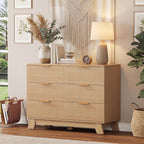 JIOABL Wood Dresser with Fluted Panel Design, Modern Storage Cabinet for Bedroom, Living Room, Hallway, Natural Oak