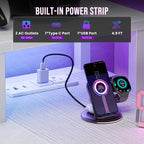 JIOABL L Shaped Computer Gaming Desk with USB Charging Ports & LED Lights, Reversible Corner Table with Power Outlets Monitor Stand for Home Office