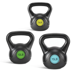 JIOABL Kettlebell Set, Cast Iron Kettlebell for Weight Lifting & Strength Training, 3-Piece Set (5/10/15 lbs), Black