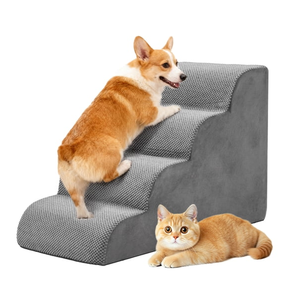 JIOABL 3-Step 13″ Dog Stairs, Right-Angle Design, High-Density Foam, Machine Washable Cover for Beds, Sofas, Cars, Indoor & Outdoor