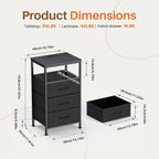 JIOABL Nightstand with USB & Type-C Charging, Fabric Drawers, Metal Frame