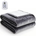 JIOABL Twin Size Electric Heated Blanket 84"x62" with Dual Zone Independent Control, Washable Flannel & Sherpa Fabric, 10 Heat Levels, Auto Shut-Off