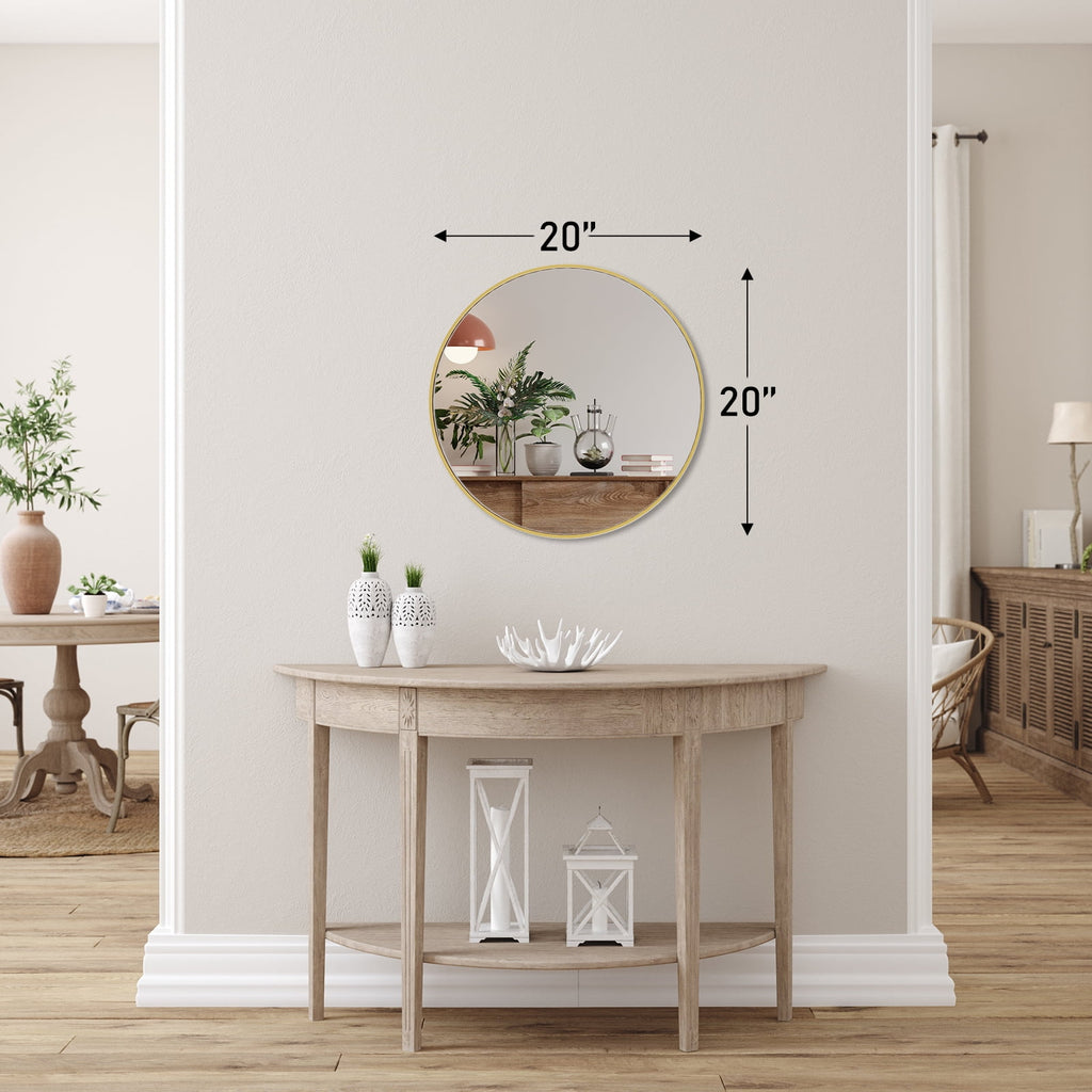 JIOABL Round Mirror, Metal Frame Wall Mirror for Entryway, Bathroom, Vanity, Living Room, Modern Circular Mirro