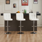 JIOABL Bar Stools, Armless Adjustable Swivel Barstools, PU Leather Hydraulic Kitchen Counter Height Bar Stools, Thickened Seat Cushion Square Island Barstools with Back