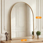 JIOABL Arched-Top Rectangular Wall-Mounted Mirror – Aluminum Frame, HD Tempered Glass, Perfect for Bathroom, Bedroom & Living Room