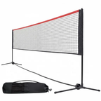 JIOABL Portable Badminton Net Set, 10FT Adjustable Height for Outdoor & Indoor Use, Includes Carry Bag, Easy Setup No Tools Needed, Red-Black