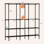 JIOABL Portable Clothes Rack with Shelves, Freestanding Closet Organizer with Hanging Rods for Bedroom, Entryway