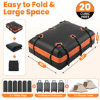 JIOABL Waterproof Car Roof Bag, 15 Cu Ft Rooftop Cargo Carrier with 6 Safety Hooks, Anti-Slip Mat, Lock, and Storage Bag for Cars & SUVs