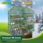 JIOABL Greenhouse with PE Cover, Portable Plant Grow House with Zipper Door & Steel Frame for Indoor Outdoor Garden
