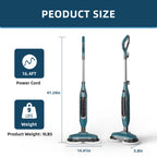 JIOABL Scrubbing Steam Mop with Dual Rotating Pads, LED Headlights and Adjustable Steam Modes for Sealed Hard Floors