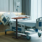 JIOABL Adjustable Overbed Bedside Table with Hidden Wheels for Hospital