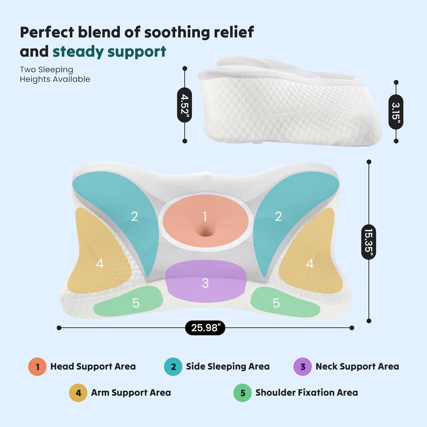 JIOABL Ergonomic Contour Memory Foam Pillows, Cervical Neck Pillow with Cooling Case for Neck Pain Relief