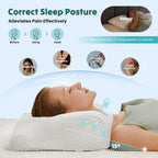 JIOABL Ergonomic Contour Memory Foam Pillows, Cervical Neck Pillow with Cooling Case for Neck Pain Relief