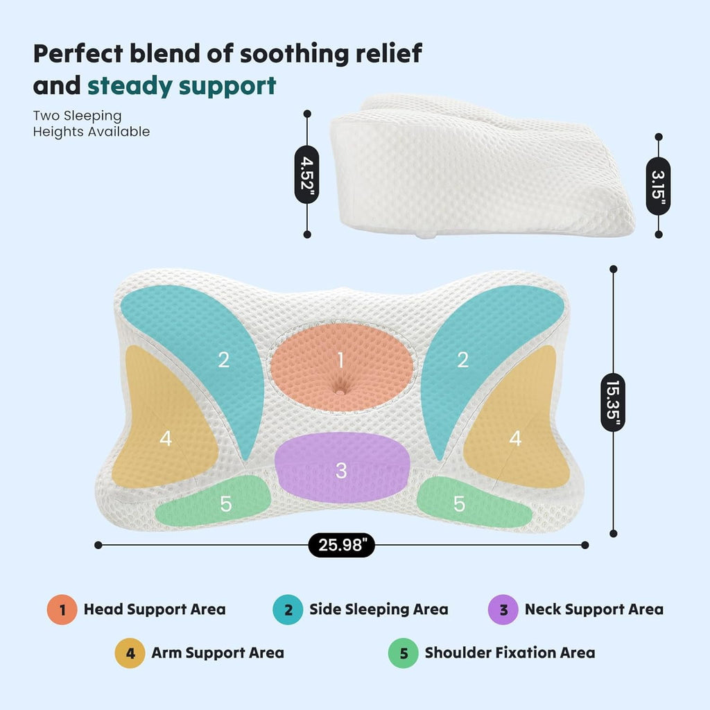 JIOABL Ergonomic Contour Memory Foam Pillows, Cervical Neck Pillow with Cooling Case for Neck Pain Relief
