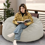 JIOABL 4FT Sofa Bean Bag Chair, Oversized Beanbag for Adults with Soft Removable Cover,Dark Gray