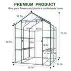 JIOABL 3-Tier Walk-In Greenhouse with PVC Cover, Roll-Up Zipper Door & Side Windows, Steel Frame, Outdoor Plant Greenhouse for Garden, Patio, Glear