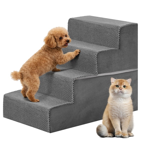 JIOABL 3-Step 13″ Dog Stairs, Right-Angle Design, High-Density Foam, Machine Washable Cover for Beds, Sofas, Cars, Indoor & Outdoor