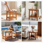 JIOABL Pine Wood Shower Bench, 250lbs Capacity, Waterproof, Non-Slip, Adjustable, for Indoor & Outdoor Use - Natural Finish