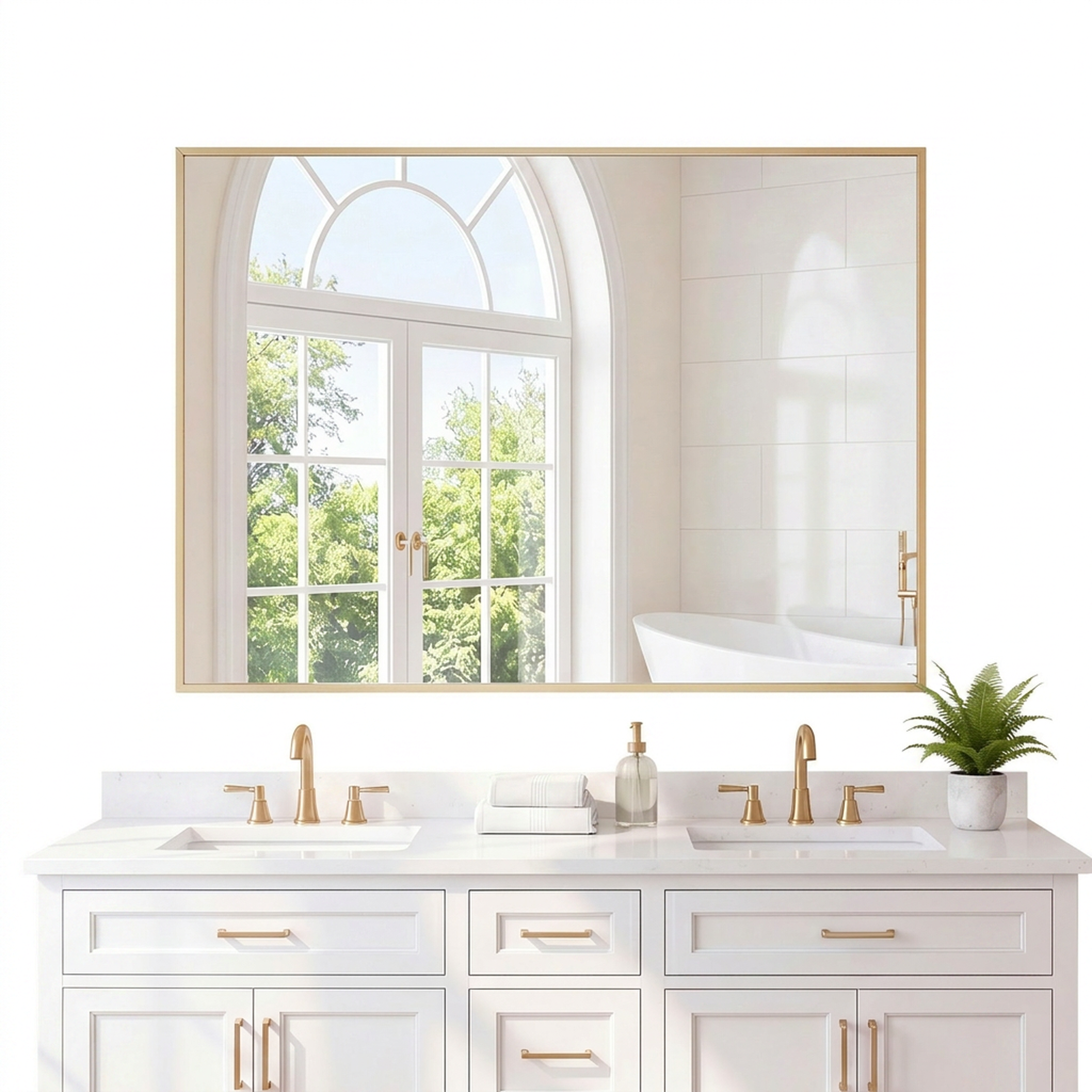 JIOABL Rectangular Shatterproof Tempered Glass Mirror, Aluminum Alloy Frame for Bedroom, Hallway, Living Room