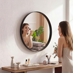 JIOABL Fluted Round Wall Mirror, HD Crystal Clear Bright Reflection with Premium Aluminum Alloy Frame, Hallway, Living Room, Bathroom
