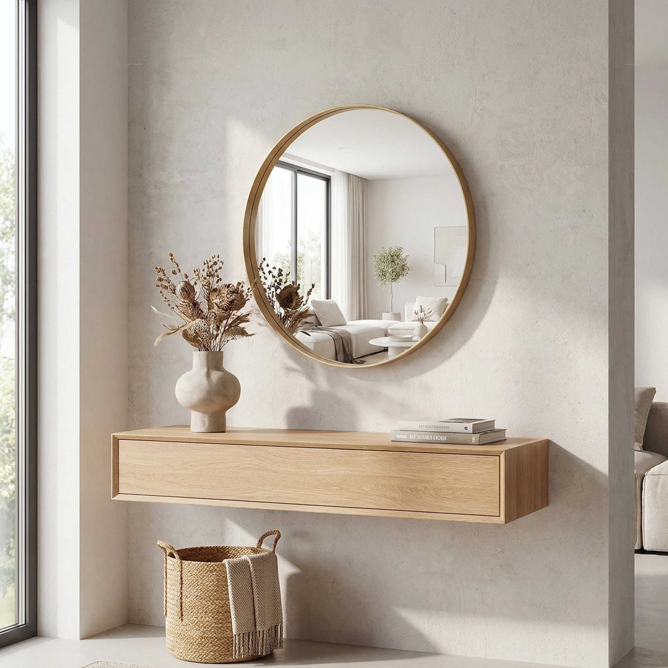 JIOABL Fluted Round Wall Mirror, HD Crystal Clear Bright Reflection with Premium Aluminum Alloy Frame, Hallway, Living Room, Bathroom
